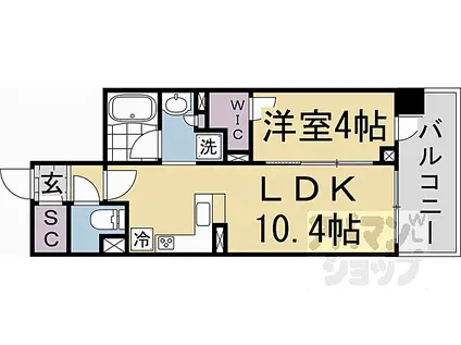 ユニハイム京都七条通(1LDK/10階)の間取り写真