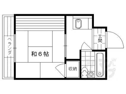 京都市営烏丸線 九条駅(京都) 徒歩1分 3階建 築36年(1K/3階)の間取り写真