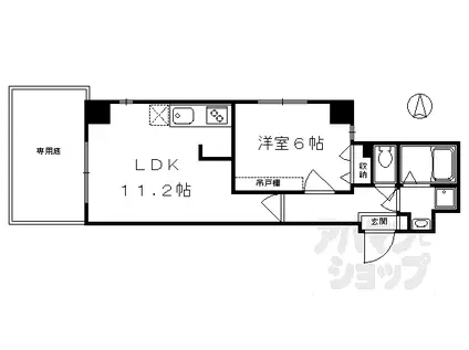 ラ・ファヴール二条城東(1LDK/1階)の間取り写真