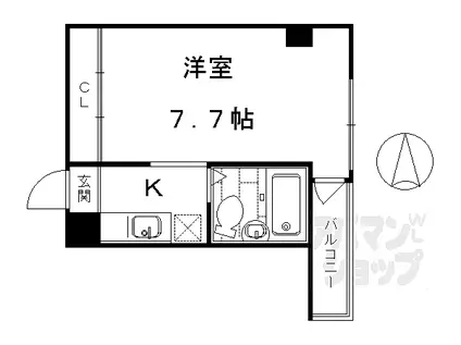 京阪本線 清水五条駅 徒歩2分 5階建 築36年(1K/2階)の間取り写真