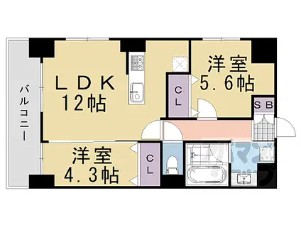 QUALIOR京都東山(2LDK/4階)の間取り写真