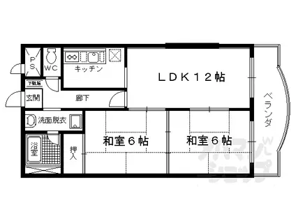 京都地下鉄東西線 太秦天神川駅 徒歩15分 6階建 築37年(2LDK/5階)の間取り写真