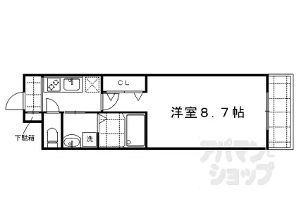 京阪本線 出町柳駅 徒歩10分 4階建 築9年(1K/3階)の間取り写真