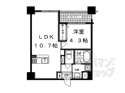 カスタリア壬生(1LDK/5階)の間取り写真