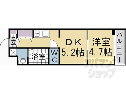 ファステート京都西KIWAMI(1DK/4階)の間取り写真