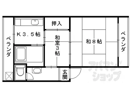 洛西マンションI(2K/3階)の間取り写真