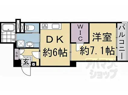 四條グランドハイツA・B棟(1DK/7階)の間取り写真