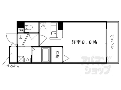 阪急嵐山線 松尾大社駅 徒歩10分 3階建 築21年(1K/1階)の間取り写真