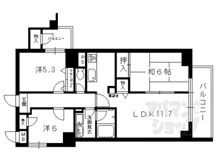 JR東海道・山陽本線 西大路駅 徒歩4分 10階建 築26年(3LDK/9階)の間取り写真