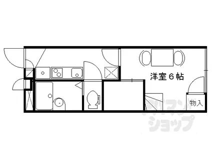 京都市営烏丸線 北大路駅 徒歩26分 2階建 築16年(1K/2階)の間取り写真