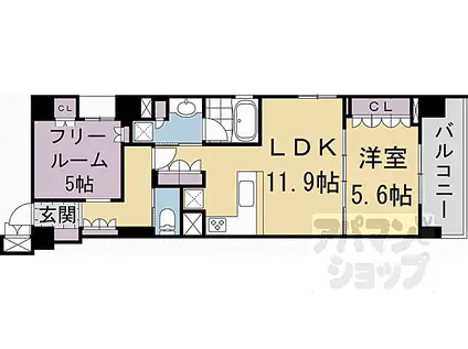 リーガル京都堀川中立売II(1SLDK/4階)の間取り写真