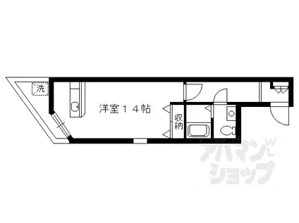 京都地下鉄東西線 蹴上駅 徒歩17分 4階建 築31年(ワンルーム/4階)の間取り写真