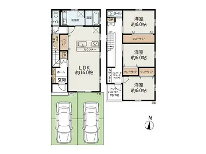 東海交通事業城北線 味美駅(名鉄) 徒歩11分 2階建 築3年(3LDK)の間取り写真