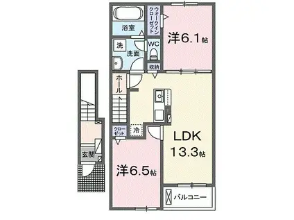 打田アパートI(2LDK/2階)の間取り写真