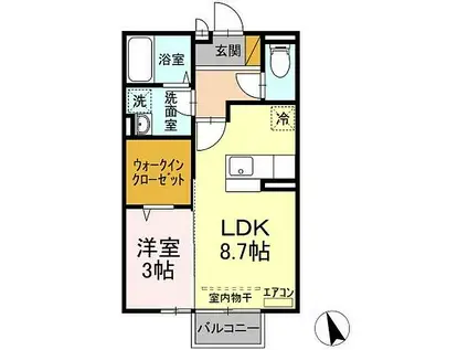 グランドソレーユY(1LDK/2階)の間取り写真