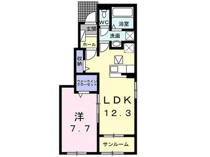 クオーレA(1LDK/1階)の間取り写真