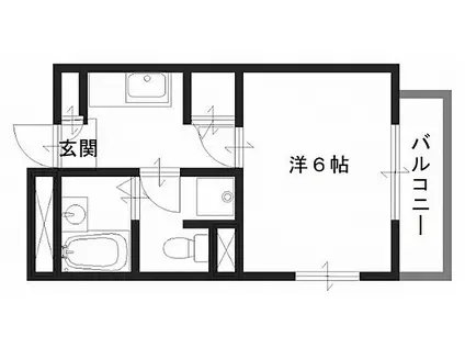 JR山陽本線 姫路駅 徒歩5分 6階建 築28年(1K/3階)の間取り写真