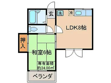 京阪本線 中書島駅 徒歩3分 4階建 築35年(1LDK/4階)の間取り写真