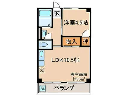 京都地下鉄東西線 御陵駅 徒歩2分 6階建 築52年(1LDK/3階)の間取り写真