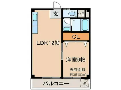 京都地下鉄東西線 御陵駅 徒歩2分 6階建 築52年(1LDK/4階)の間取り写真