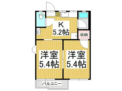 フォーブル・二木(2K/2階)の間取り写真