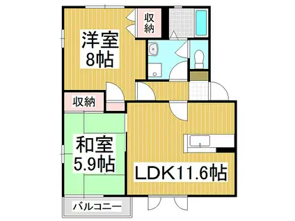 フレグランス永田A(2LDK/1階)の間取り写真