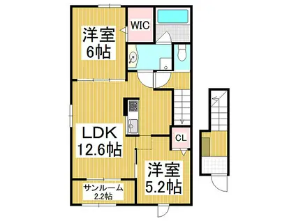 JR篠ノ井線 広丘駅 徒歩21分 2階建 築5年(2LDK/2階)の間取り写真