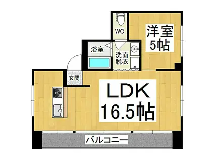 シュエットMOCO(1LDK/3階)の間取り写真