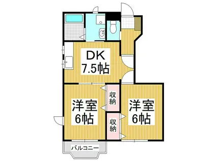 JR篠ノ井線 平田駅(長野) 徒歩18分 2階建 築29年(2DK/1階)の間取り写真