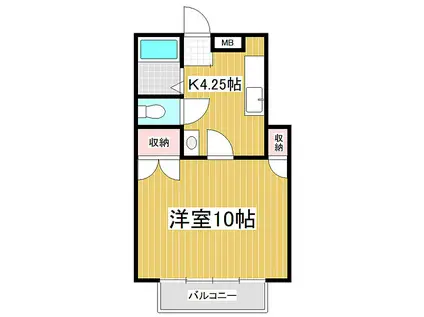 カーサマサキ B棟(1K/1階)の間取り写真