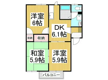 フレグランス北沢(3DK/2階)の間取り写真