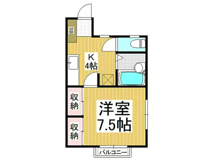 相の木ハイツ(1K/1階)の間取り写真