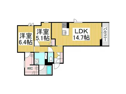 稲葉シャーメゾン(2LDK/2階)の間取り写真
