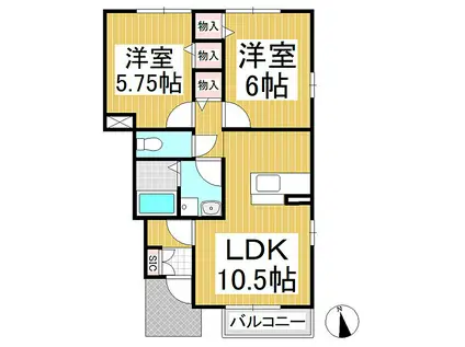 メゾン・プリマヴェール(2LDK/1階)の間取り写真