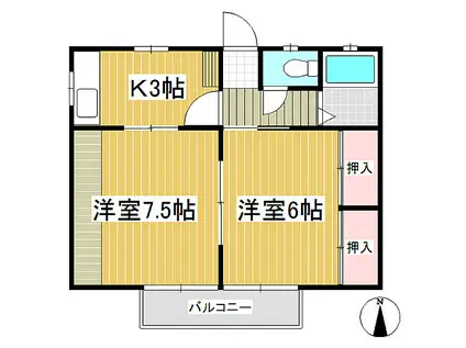 福寿荘1(2K/1階)の間取り写真