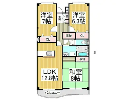桜エステート(3LDK/2階)の間取り写真