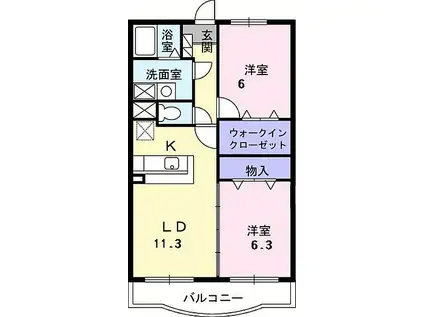 ノーブル西野(2LDK/2階)の間取り写真