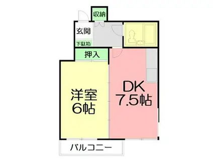 望洋荘(1DK/3階)の間取り写真
