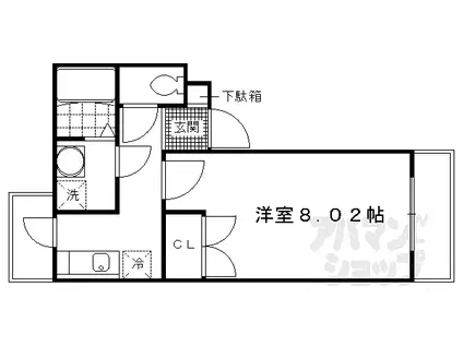 京阪宇治線 観月橋駅 徒歩5分 2階建 築7年(1K/2階)の間取り写真