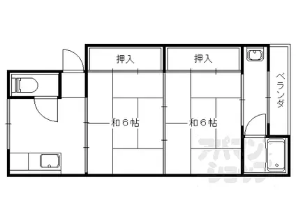 京都地下鉄東西線 東野駅(京都) 徒歩11分 2階建 築45年(2DK/2階)の間取り写真