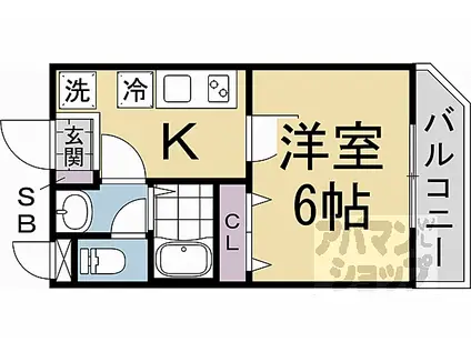 レジデンス京都伏見イースト(1K/3階)の間取り写真