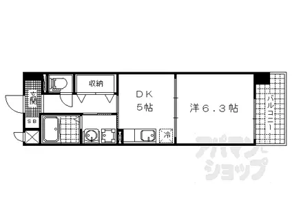 京都地下鉄東西線 東野駅(京都) 徒歩13分 7階建 築11年(1DK/6階)の間取り写真