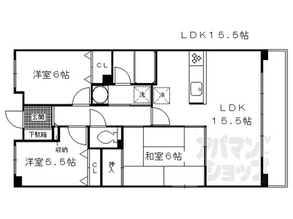 パデシオン丹波橋(3LDK/2階)の間取り写真