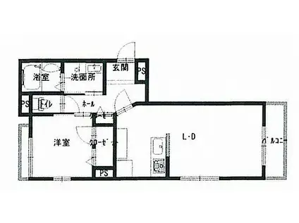 ガールドU(1LDK/3階)の間取り写真