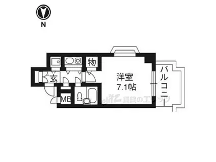 阪急京都本線 大宮駅(京都) 徒歩7分 7階建 築35年(1K/4階)の間取り写真