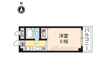 阪急京都本線 大宮駅(京都) 徒歩5分 4階建 築29年(1K/2階)の間取り写真