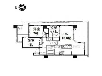 ライオンズ御所南ロイヤルグレイド(3LDK/1階)の間取り写真