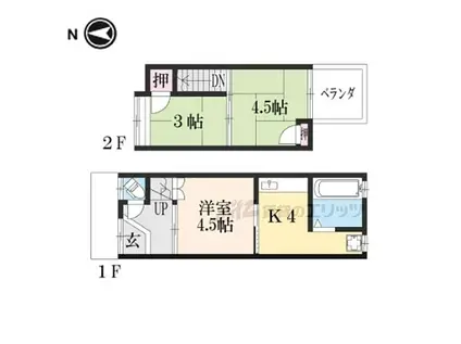 京都地下鉄東西線 石田駅(京都市営) 徒歩11分 2階建 築57年(3K)の間取り写真