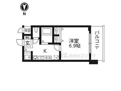 スワンズ京都五条大宮(1K/6階)の間取り写真