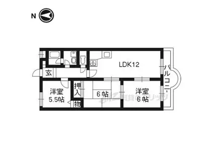京都地下鉄東西線 太秦天神川駅 徒歩3分 11階建 築41年(3LDK/8階)の間取り写真